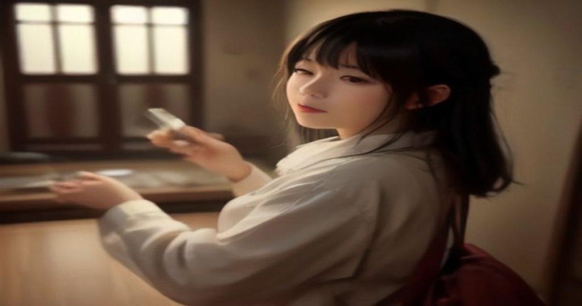 杂志风格版式设计，酒红色调背景上展示高梨遥香个人资料卡片与作品缩略图网格，点状纹理装饰，柔和暖光氛围